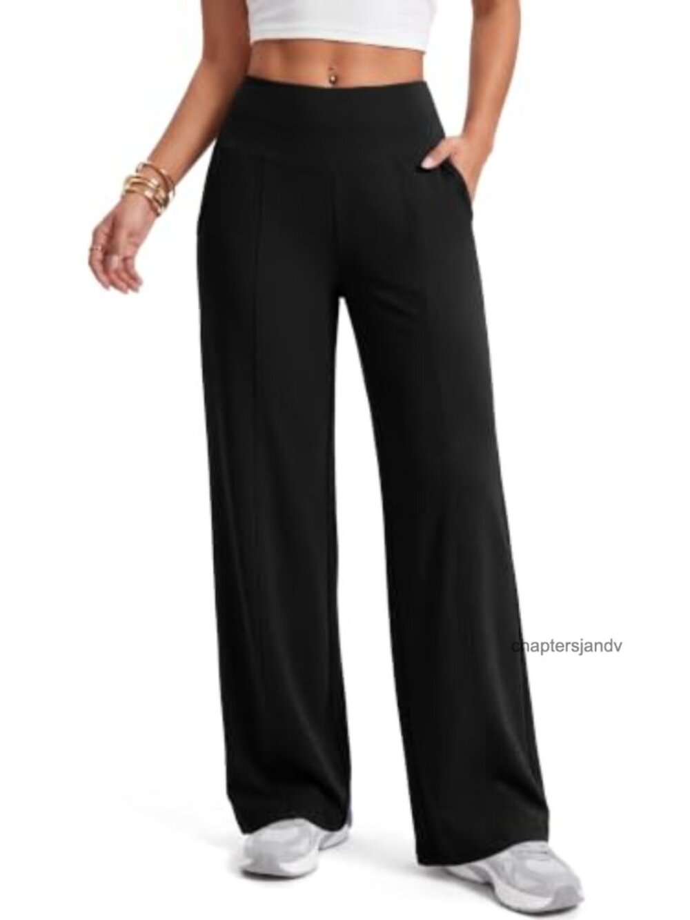 Wide Leg High Waisted Palazzo Trousers with Pockets